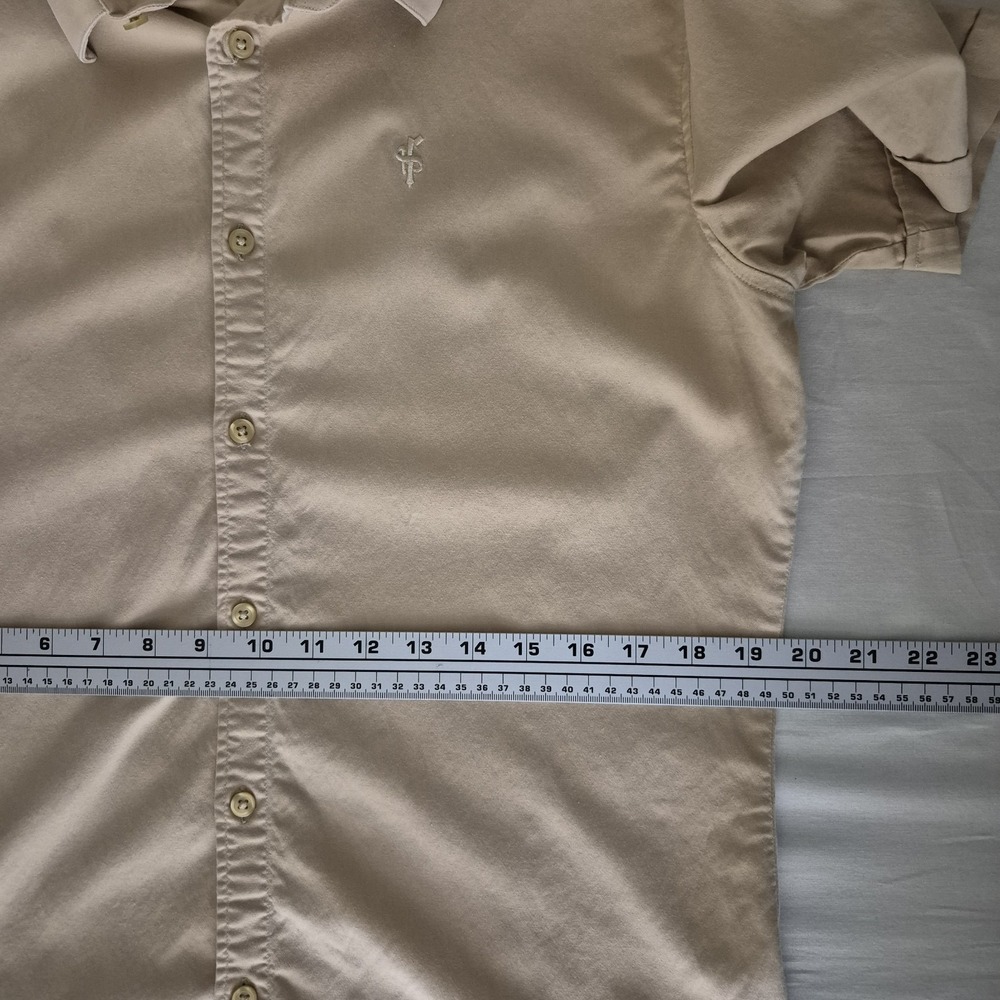 Father Sons Short Sleeve Khaki Tan Slim Fit Button Up Shirt Size XL - Picture 7 of 8